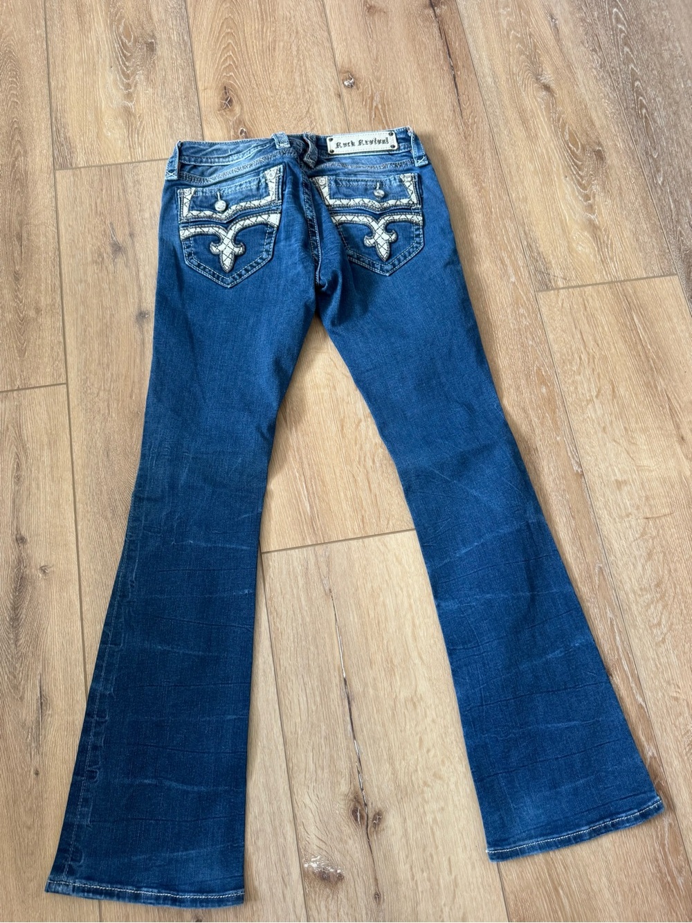 Buckle Rock Revival Jeans "Caress" Swarovski Sequins Leather Boot Womens Size 27